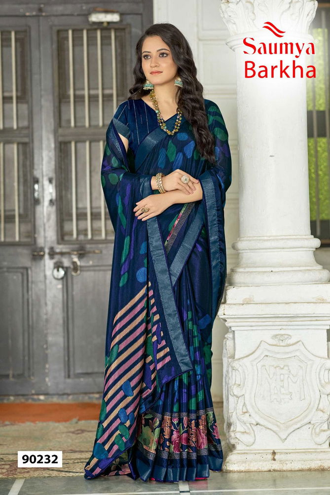 Barkha By Saumya Chinon Viscose Printed Sarees Suppliers In India